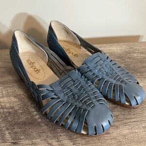 Softspots Huarache Blue Leather Trinidad Sandals Shoes Women’s Sz 9.5 W Boho